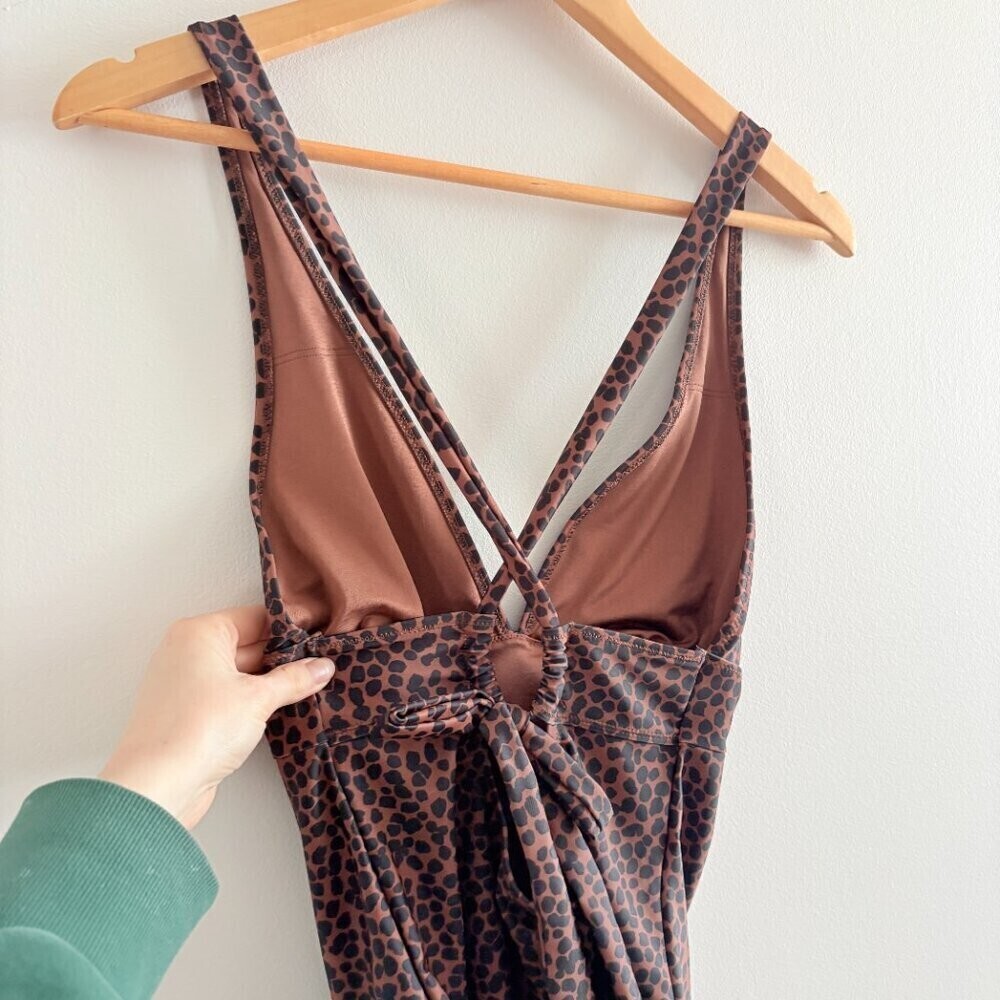Old Navy Tie-Back One-Piece Swimsuit Brown Animal Print Size XS - Picture 4 of 6